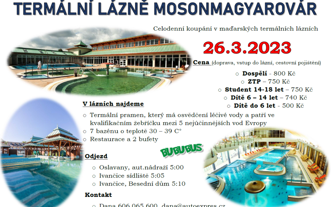 Termální lázně Mosonmagyarovár (26.3.2023)