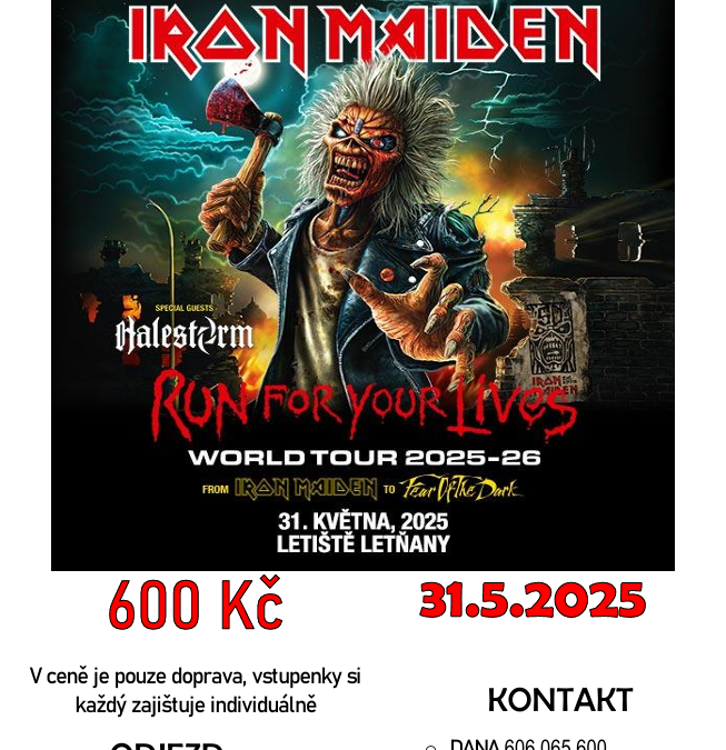 Doprava Bububusem na koncert Iron Maiden (31.5.2025)